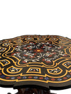 Antique Table Inlaid Stone Black Marble Round Kitchen Table Hall Coffee Table