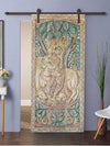 Vintage Colorful Krishna Wall Art, Hand-carved Krishna Carved door, Custom Barndoor, 72