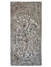 Vintage Wood Radha Krishna Door, Custom Barndoor, Whitewash Handcarved Sculpture