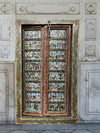 Antique Indian Door Hand Carved Blue Painted Garden Doors