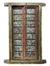 Antique Indian Door Hand Carved Blue Painted Garden Doors 69.5x38