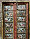 Antique Indian Door Hand Carved Blue Painted Garden Doors 69.5x38