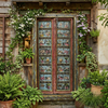 Antique Indian Door Hand Carved Blue Painted Garden Doors 6