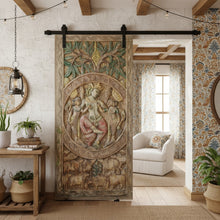  Vintage Krishna Carved Panel Barn Door Colorful Indian Temple Wall Art Decor