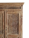 Antique Whitewash Armoire with drawers, Mahal Vintage Carved Cabinet, Old Indian cabinet