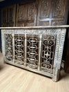 Antique Console Table Rustic Hand Carved Wrought Iron Carved Entryway Table