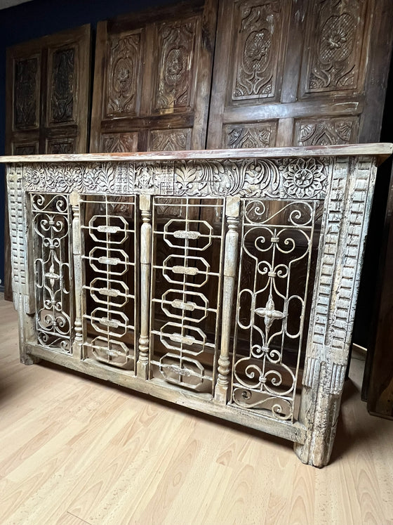 Antique Console Table Rustic Hand Carved Wrought Iron Carved Entryway Table