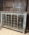 Antique Console Table Rustic Hand Carved Wrought Iron Carved Entryway Table