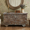 Floral Storage Trunk Bench