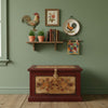 Antique Trunk Table Floral Painted Hand Carved Jewellery Chest Storage Home Decor