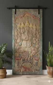  Vintage Panchmukhi Ganesha Wall Sculpture Temple Decor Wall Art 