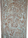 Trimukhi Ganesha Wall Sculpture, Blue Hues Sliding Door, Custom Barn Door, Carved Doors 72x36