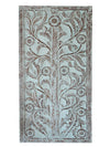 Kalpavriksha, Tree of Life Carved Door, Blue Hues Vintage Barn Door 72x36