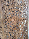Lotus Carved Jali Door, Reclaimed Wood India Carved Door Ceiling, 80x36