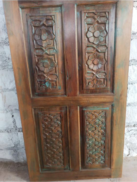 Hand-Carved Paneled Door, Boho Bedroom, Closet Door, Sliding Barn Door, Eclectic Interiors 80x30