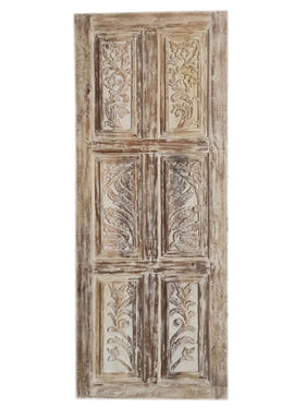 Whitewash Carved Barn Doors, Rustic Farmhouse Sliding Door, 80x30