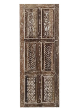 Unique Barn door, Whitewash Carved door, Paneled Barn Door, Nature Interior Door, 80x30