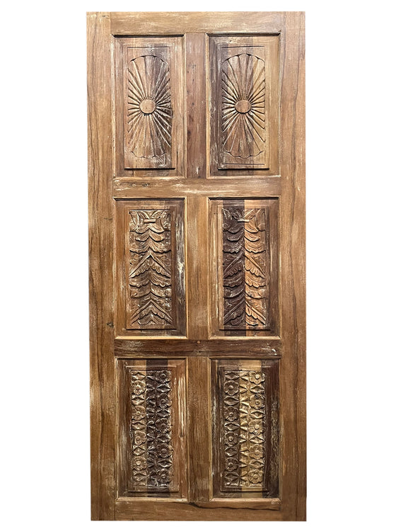 Hand Carved Sliding Barn Door Vintage Interior Door 80