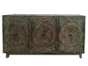 Vintage Blue Sideboard Buffet Console Cabinet Carved Farmhouse TV Stand 59