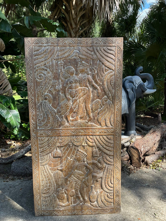 Kamasutra Carving Barn Door Indian Carved Panel Wall Sculpture 72