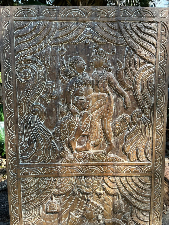 Kamasutra Carving Barn Door Indian Carved Panel Wall Sculpture 72