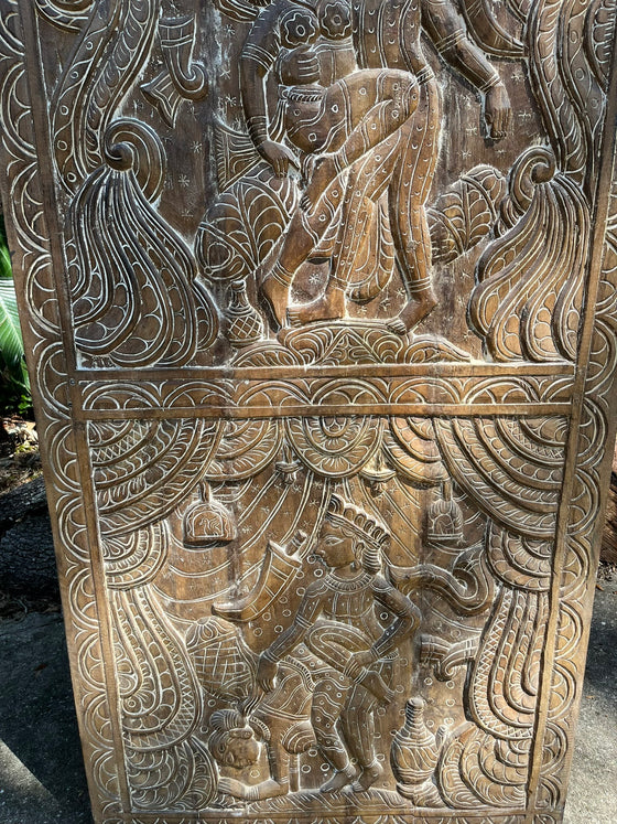 Kamasutra Carving Barn Door Indian Carved Panel Wall Sculpture 72