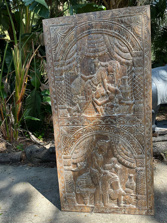 Vintage Indian Kama Sutra Carved Wall Art Reclaimed Wood Wall Accent 72
