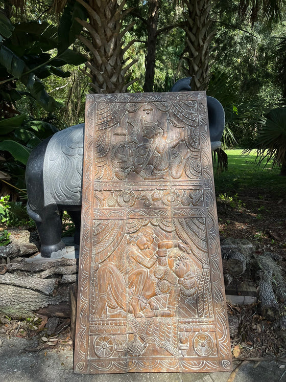 Artisan Carved Kamasutra Door Carved Wood Wall Sculpture 72