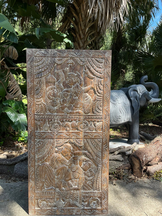 Artisan Carved Kamasutra Door Carved Wood Wall Sculpture 72