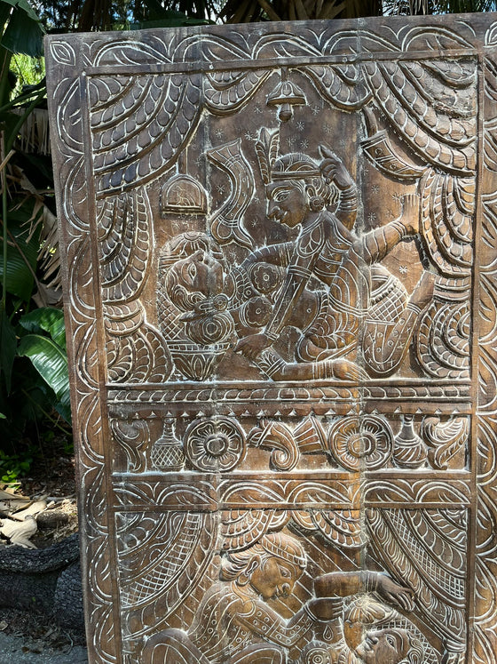 Artisan Carved Kamasutra Door Carved Wood Wall Sculpture 72