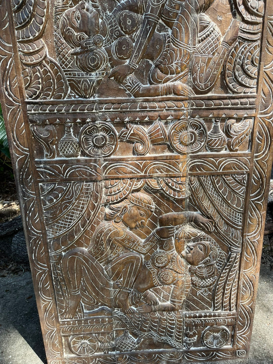 Artisan Carved Kamasutra Door Carved Wood Wall Sculpture 72