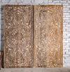Natures Harmony Door, Lotus Carved Barn Doors, Whitewashed wood, 80
