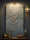 Vintage Carved Wall Art Fluting Krishna & Cow Accent Wall Hanging 72X36