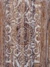 Whitewash Lotus Carved Sliding Barn Door, Holistic Wall Art, Headboard, Indian Door