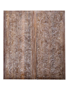 Tree of Life Door, Sliding Barn Door, Whitewash Wood Artistic Barndoors, India Carved Doors, 80x36