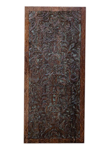  Rainforest Carved Door, Vintage Black Sliding Barn Door, Custom, Artistic Interior Door, 80