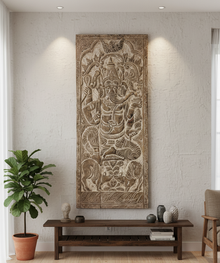  Vintage Ganesha Wall Panel Hindu Accent Carved Wall Sculpture Wall Art 