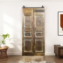  Vintage Statement Door Double Door Brown Chakra Carved Barn Door