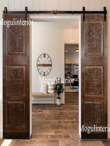  Pair Of Rustic Barndoors, Vintage Carved Doors, Sliding Barn Door, Interior Door, Pantry Door