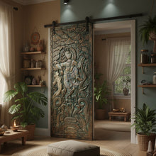  Vintage Barn Door Dancing Krishna On Kaliya Naag Carved Wall Panel Wall Decor 83x36