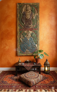  Vintage Buddha Carved Wall Decor Sculpture Colorful Accent Wall Art Panel 