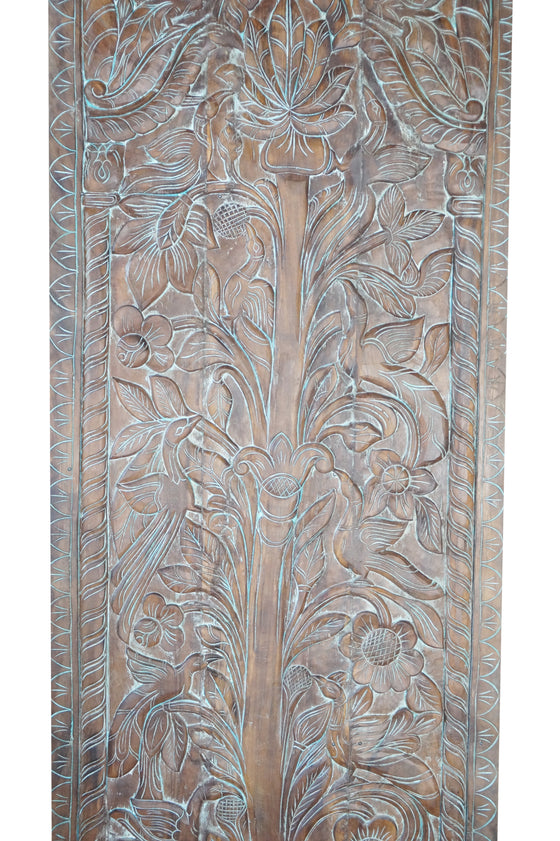 Vintage Carved Sliding Barn Door, Nature, Tree Of Life, Accent Wall Art, Custom, 83X36
