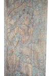 Krishna with Deer & Swan Carved Door, Krishna India Art, Reclaimed Wood Barndoor, 83