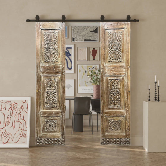 Antique Carved Door Panels Cottage Closet Double Doors 