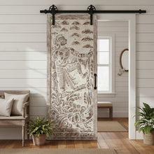  Artistic Carved Krishna Wall Panel Barn Door Limewash Custom Wall Art 