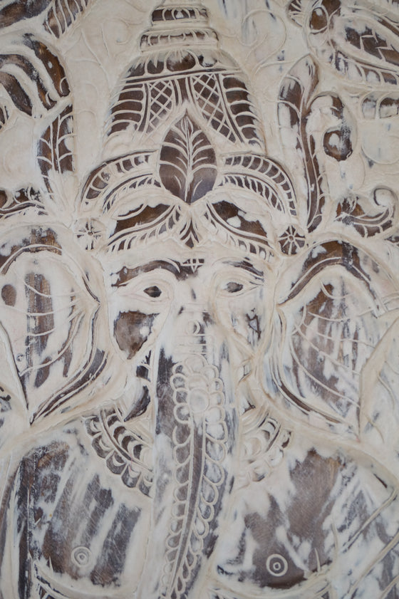 Vintage Carved Dancing Ganesha Wall Decor Accent Wall Panel 83x36