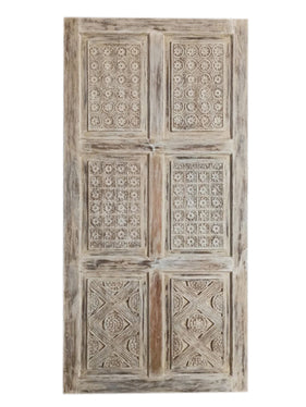 Nature Carved Doors, Whitewash Carved Barn Door, Organic Modern Door,96