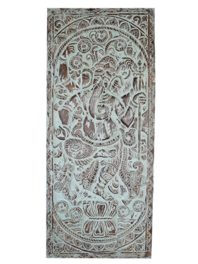 Vintage Carved Panel Door Ganesha Wall Art Sculpture 83x36