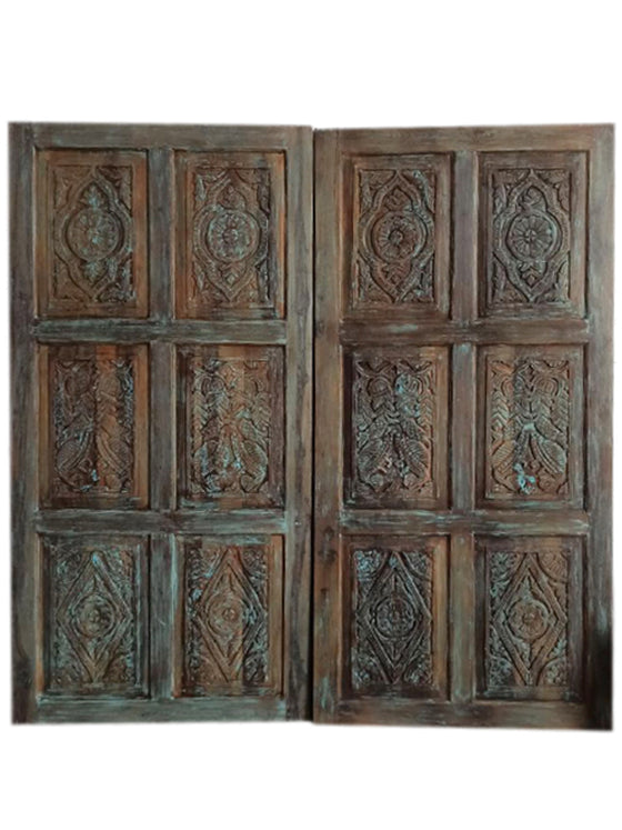 Vintage Carved Door Carved Rustic Sliding Barn Door 96x48