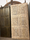 Midcentury Carved Tall Door | Six-Panel Whitewashed Floral Sliding Barn Door 96x48